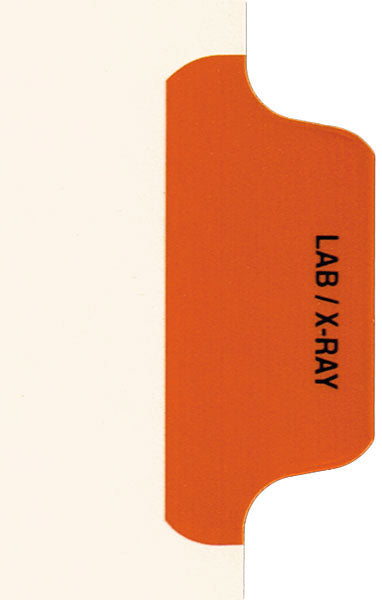 Individual Chart Divider Tabs, Lab / X-Ray (Orange), Side Tab 1/8th Cut, Pos #4 (Pack of 50)
