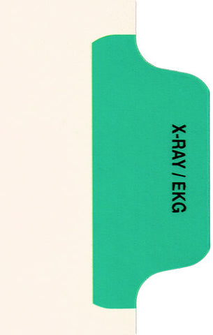 Individual Chart Divider Tabs, X-Ray / EKG (Green), Side Tab 1/8th Cut, Pos #4 (Pack of 50)