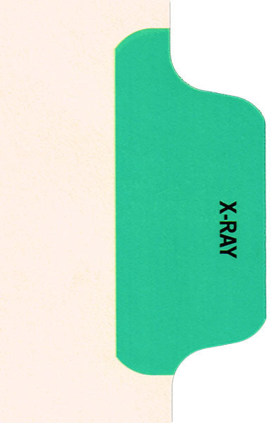 Individual Chart Divider Tabs, X-Ray (Light Green), Side Tab 1/8th Cut, Pos #4 (Pack of 50)