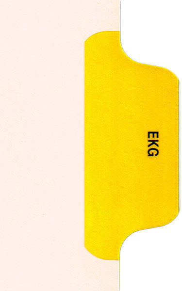 Individual Chart Divider Tabs, EKG (Yellow), Side Tab 1/8th Cut, Pos #5 (Pack of 50)