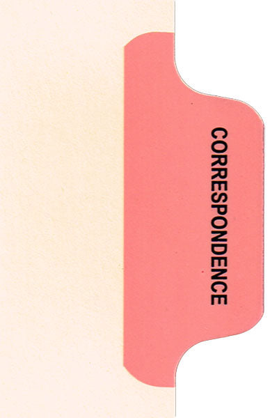 Individual Chart Divider Tabs, Correspondence (Pink), Side Tab 1/8th Cut, Pos #7 (Pack of 50)