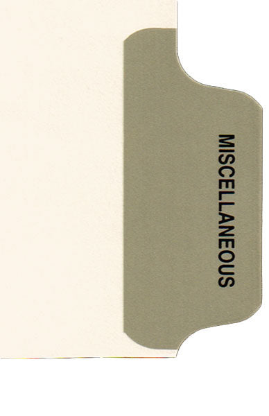Individual Chart Divider Tabs, Miscellaneous (Gray), Side Tab 1/8th Cut, Pos #8 (Pack of 50)