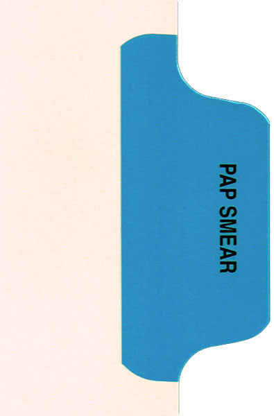 Individual Chart Divider Tabs, Pap Smear (Med Blue), Side Tab 1/8th Cut, Pos #7 (Pack of 50)