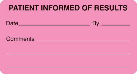 MAP2360 PATIENT INFORMED- Fluorescent Pink 3-1/4" X 1-3/4" (Roll of 250)